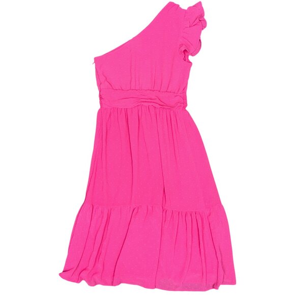 NWT Women's CHELSEA 28 Swiss Dot One-Shoulder Midi Dress "Pink Rouge" |‎ Size M - Picture 6 of 14